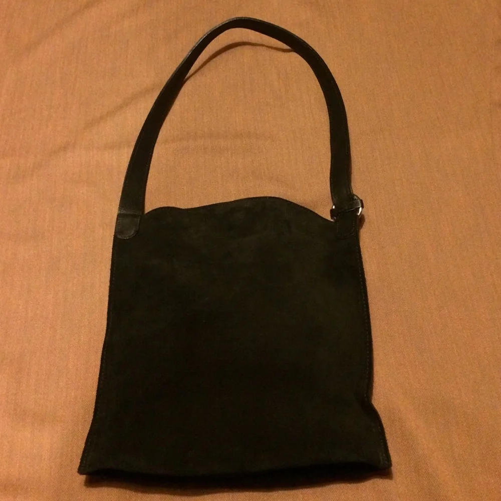 Furla Black Suede Shoulder Tote